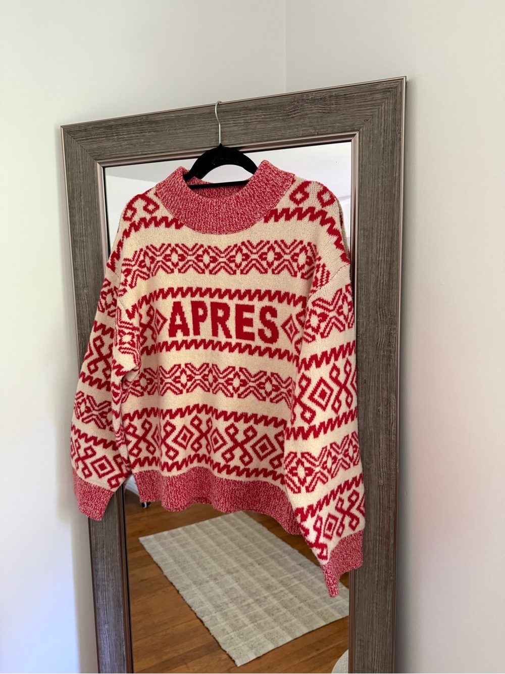 a new day Red and Cream 'APRES' Patterned Sweater